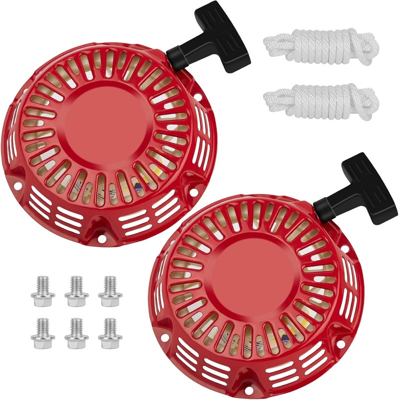 Sofo for Honda GX390 Pull Cord Starter - Pull Start Assembly w/Pull Cord 11HP 13HP 420cc Mower Washers Recoil Pull Starter (2 Pack Red, 200mm) - Image 1